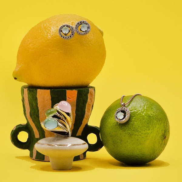 Ensemble Ananás : bague, pendentif et boucles d'oreilles